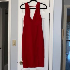 Lulus Red MIDI Dress with Slit Size XS